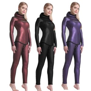 Maillots de bain pour femme Combinaison de chasse sous-marine Triatlon Femme CR 3mm Néoprène Open Cell Free Dive Suit Pour la natation en eau froideFemme