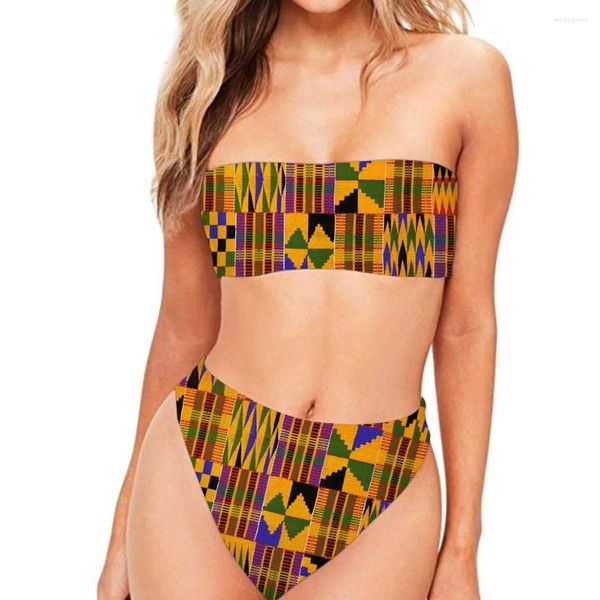 Swimons de maillots de bain pour femmes Modèle Tribal High WoSted Femmes MAINTENANT SEXY BIKINIS SETS Mesdames Mestiles en deux pièces Push Up Bandeau Biquini 2024