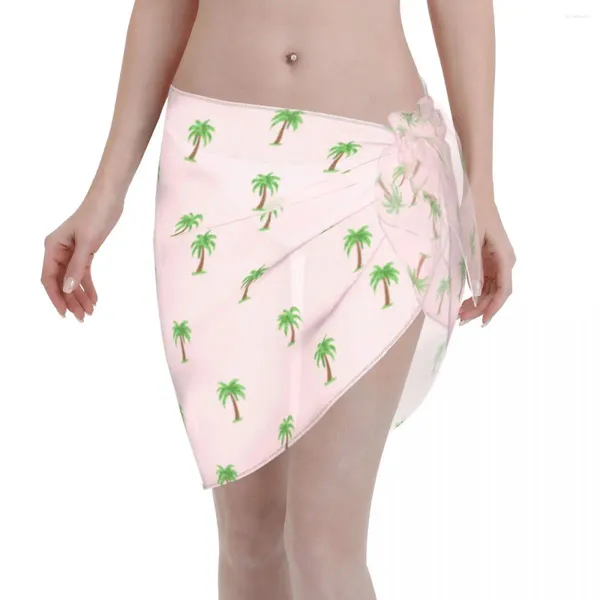 Traje de baño para mujer Palmeras tropicales Mujeres sexy Cubrir abrigo Gasa Pareo Bufanda Sarong Vestido de playa Bikini Encubrimientos Faldas Trajes de baño