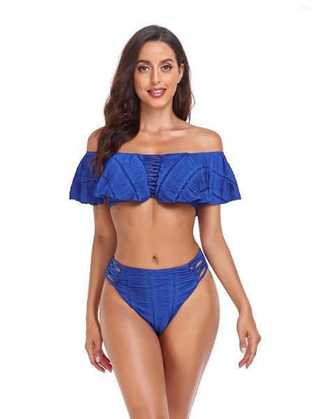 Traje de baño para mujer Bikini de dos piezas Sin tirantes Sin espalda Traje de baño con volantes Natación Bikinis para mujer Traje de baño de playa vintage de verano