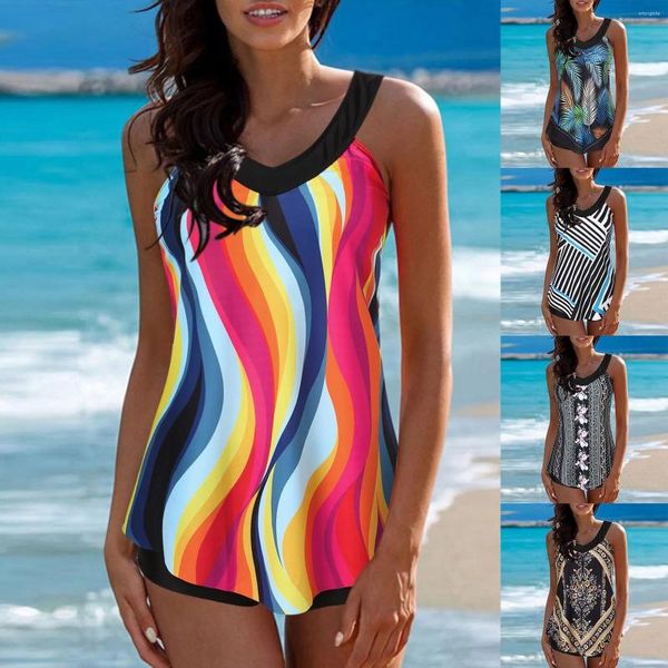 Traje de baño para mujer Conjunto de tankini de dos piezas Top atlético Pantalones cortos para niño Traje de baño deportivo Mujer Push Up Sexy Y2k Playa