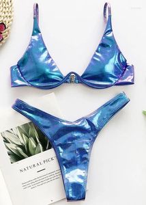 Dames badkleding tweedelen bikini set reflecterende staalondersteuning sexy zwempak speciale stof split Braziliaans badpak zomerstrand slijtage