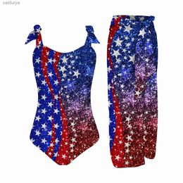 Maillots de bain pour femmes USA Independence Day Womens Cover Up Set Patriotic Print Maillot de bain traje de bao para mujeres maillots de bain pour femmes 2024 yq240330