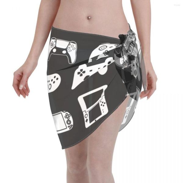 Traje de baño para mujer Videojuegos Gamer Sexy Women Cover Up Wrap Chiffon Pareo Sarong Beachwear Moda Bikini Cover-Ups Falda Trajes de baño