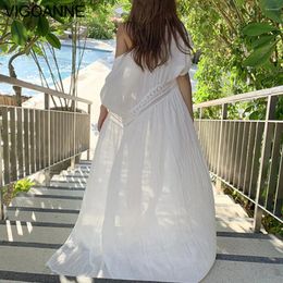 Maillots de bain pour femmes VigoAnne 2023 Femmes Solid Sheer Mesh Cover Up Summer Manches courtes Lâche Blanc Creux Beach Robe coréenne