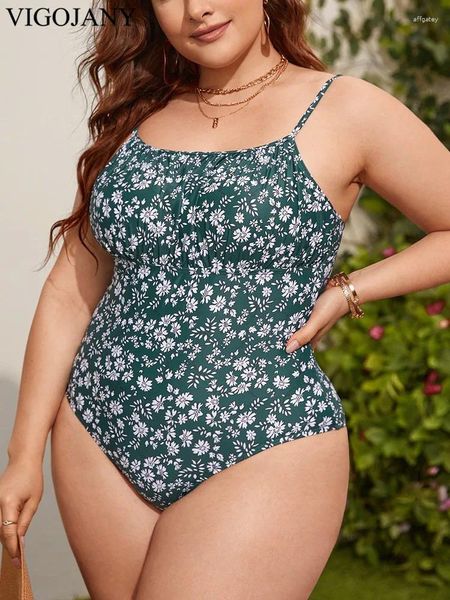 Swimwear pour femmes Vigojany 2024 Imprimé à attachement plus taille Sexy Femmes Poussez une grande pièce de maillot de bain en un seul morceau sans maillot de bain Chubby