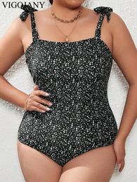 Swimwwear Vigojany 2024 Impression attachée à attachement plus femme sexy push up One Piece Backsuit Back Summer Big Bathing Fissure