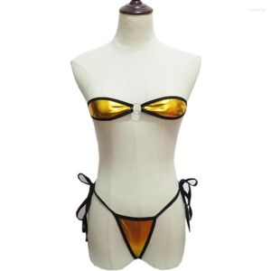 Traje de baño para mujer VIKINII 2023 Gold Exotic Mini Bikinis Femenino Minimal Cover Bandeau Sexy Micro Traje de baño Mujeres Bañistas Trajes de baño