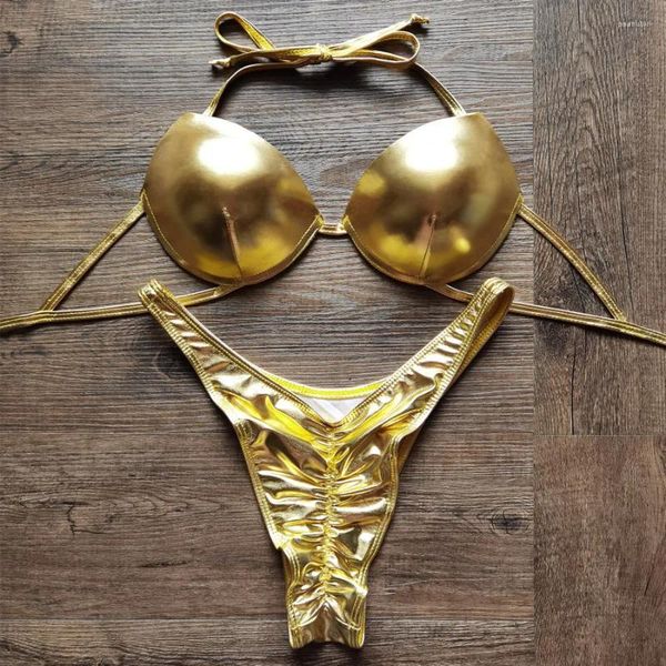 Traje de baño para mujer VIKINII 2024 Sexy Push Up Bikinis Set Mujeres Ropa de playa Ropa de playa con aros dorados Trajes de baño de corte alto