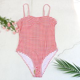 Swimwwear pour femmes vintage Plaid Bikini maillot de bain en une seule pièce Femmes Monokini Holiday Beach Tenues de bikinis Ensembles de baignade Traje Bano Mujer