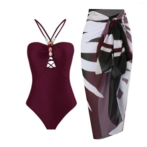 Swimwear Women Vintage Print Swimsuit Femmes Monokini Bikini 2 pièces Sexy Push Up Bra Bottoms Jupe de plage Summer Bather Bathing Fssue ROPA