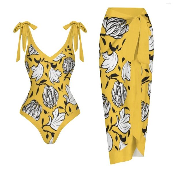 Swimwear Women Vintage V Nou à cravate Vérifiez carré carré de maillot de bain à imprimé floral se dissiper