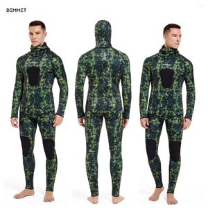 Combinaisons de maillots de bain pour femmes Men de la pêche de pêche à la pêche à la pêche à la plongée 3 mm Green CRSC Camouflage de néoprène humide Top / pantalon100kg