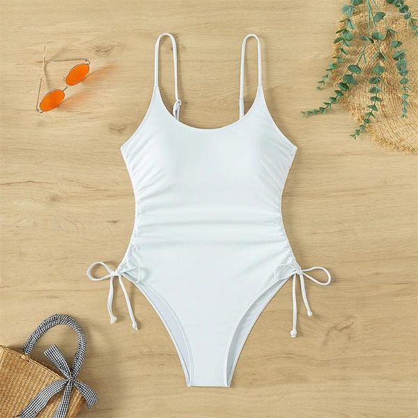 Swimwear pour femmes Bikini à crampons à cordon plissé Sling Sling Sweins One-pièce Trend Monokini Sexy Women Women Vacation Beach Wear Bathing