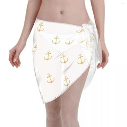 Maillots de bain pour femmes Blanc Golden Anchor Kaftan Sarong Beach Wear Femmes Sexy Dress Bikini Cover Up