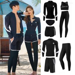 Traje de baño para mujer Wisuwore Rash Guard Parejas 2024 Coreano Manga larga Multi Piezas Traje de baño Trajes de baño Surf Pantalón