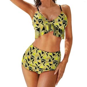 Damesbadmode Witchy Bat Bikini Set Halloween Strepen Bikini Badpak Sexy Hoge Taille Schattig Rave Design Strandkleding