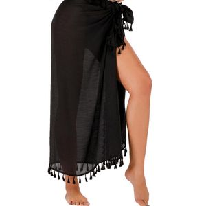 Dames badkleding met kwastjes sjaal katoen blend sexy zomer casual cover ups pareo dames strand sarong zachte lange rok modevrouwen's
