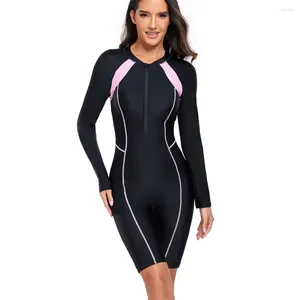 Femme de maillot de bain féminine maillot de bain un morceau de surf de surf style sport à manches longues combinaison de plongée