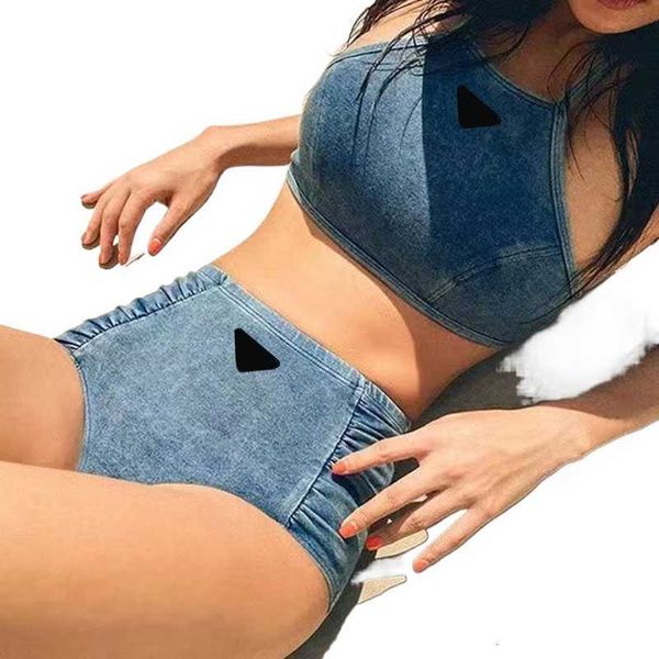 Traje de baño para mujer Mujer Traje de baño Denim Desiger Bikini Traje de baño Playa P Carta Tankinis Conjuntos de ropa interior Traje para Lady Slim Trajes de baño Trajes de baño Dos piezas Set PHJ7