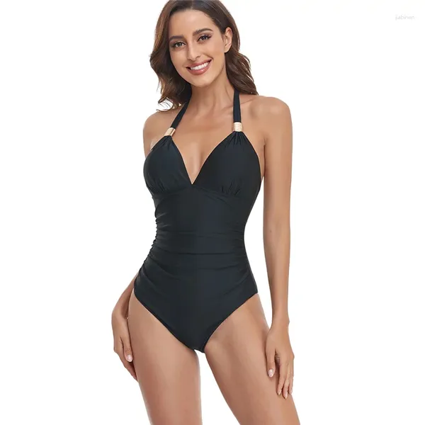 Ropa de baño para mujeres mujeres 2024 traje de baño de una pieza monokini 2xl sexy halter bañador mujer nadando body sólido sólido ropa de playa