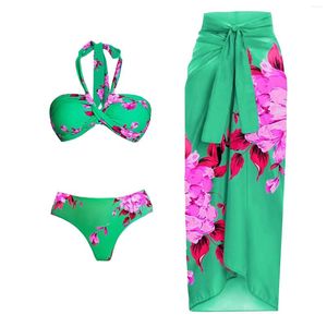 Maillots de bain pour femmes Maillots de bain sexy imprimés à col licou Bikini et short de bain pour femmes avec poches Maillots de bain Teen Girls