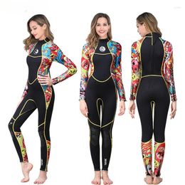 Dames zwemkleding vrouwen 3 mm scr neopreen wetsuit hoge elasticiteit kleurstiksel surf duikpak uitrusting jellyfish kleding lange mouwen