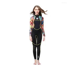 Dames badmode vrouwen 3 mm scr neopreen wetsuit hoge elasticiteit kleurstiksel surf duikpak kwallen kleding met lange mouwen water