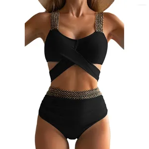 Swimwear féminin Femmes Black Bikini Summer Letfrappy Sexy Cutout sous-armoure