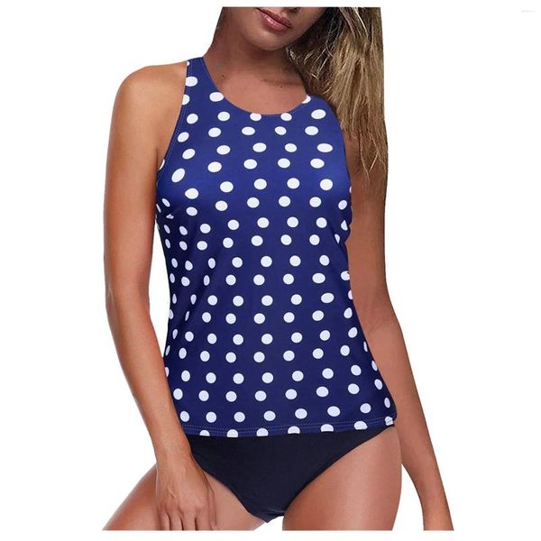 Maillots de bain pour femmes Femmes Conservateur Imprimé Tankini Plus Taille Taille Haute Col Halter Ventre Contrôle Deux Pièces Bikini Maillot De Bain