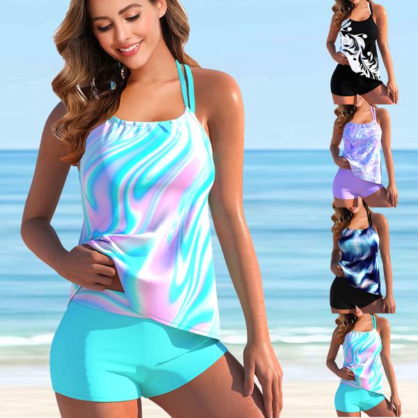 Maillots de bain pour femmes Mode féminine Gradient Dazzle Couleur Halter Maillots de bain Deux pièces Maillot de bain Imprimer Top Maillot de bain Maillot de bain Tankini S-6XL 230414