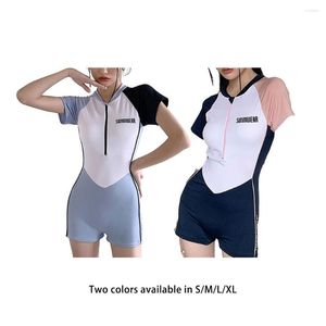 Maillots de bain pour femmes Maillot de bain imprimé à la mode pour femme Shorts Vêtements une pièce Élastique à manches courtes Maillot de bain Bleu clair S