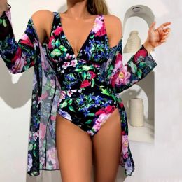 Dames badmode vrouwen bloemenprint zwempakken diep v nek 2 stuks badpak sexy monokini pakken zomer slijtage heren lange shorts