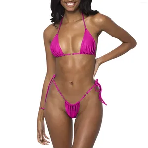 Dames badmode vrouwen halter string bikini set sexy string tweedelige zwempakken stevige kleur badbord shorts om te zwemmen met zakken