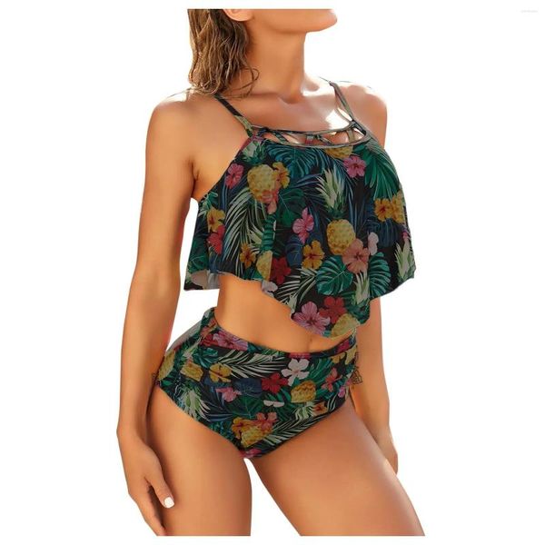 Traje de baño para mujer Mujeres Bikini de cintura alta Push Up Bikinis Imprimir Traje de baño Mujer Ropa de playa Tankini 2023 Traje de baño