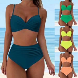 Swimwear féminin Femmes High Waited Bikini Sexy Push Up Two Swimming Cost for Teen Massuit Girls Migne Swimsuits de moins de 10 ans