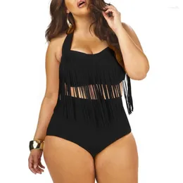 Swimwear féminin Femmes hautes hautes Fringe deux pièces de maillot de bain surdimension