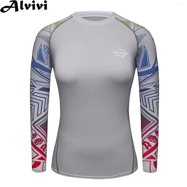 Maillots de bain pour femmes Femmes manches longues Sports T-shirt à séchage rapide Surf Natation Fitness Course Yoga Tops Rash Guard Wetsuit Sportswear