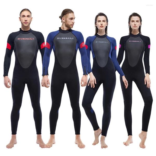 Ropa de baño para mujeres para hombres manga larga traje de neopreno protector de cuerpo completo 3 mm traje de buceo de neopreno