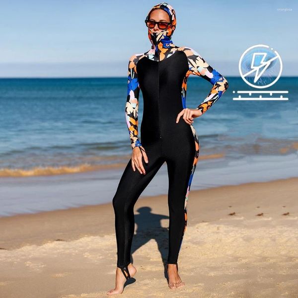 Swimswear féminin Femmes One Piect Professional Imperproof Outdoor Swim Divig Suite Hooded UV Protection UPF50 Surfing Sports Beach Paded Rash