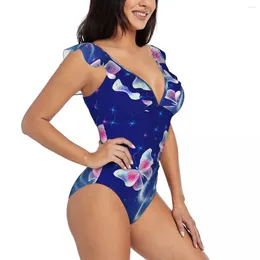 Swimwear féminin Femmes One Piece Swimsuit Fantasy Flying Flys Female Bikinis Push Up Up Monokini Sexy Sexy Ruffle Bathing Full