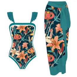 Traje de baño para mujer Mujeres Traje de baño de una pieza Kimono Cover-up Falda Bikini Vestido de gasa Ropa de playa Traje de baño de playa femenina