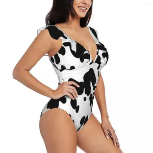 Swimwear féminin Femmes One Piece Swimsuit Cow Modèle Domestic Modèle Femme Bikinis Push Up Monokini Sexy Sexe Bathing Fulging