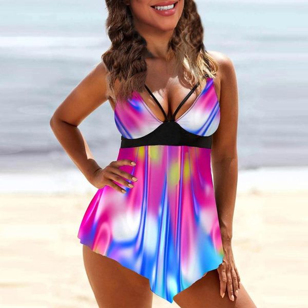 Maillots de bain pour femmes Femmes Imprimé Bikinis Sexy Deux pièces Maillot de bain dos nu Femme Maillots de bain Body Beach Wear Maillot de bain Tankini