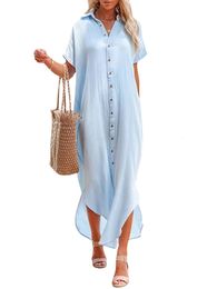 Traje de baño de mujer Traje de baño de mujer Coverup Button Down Shirt Vestidos Bikini Cover Up Beach Poncho Summer Pareos Dres Elegant 230606