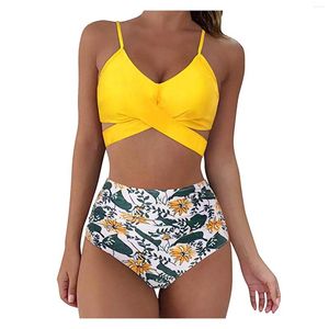 Swimwear féminin Femmes Sexy Leopard Print Bikini Set Push Up Bathing High Waist Swimsuit