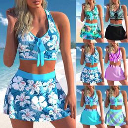 Damesbadmode Dames Sexy Monokini Zwemjurk Los badpak Vintage print tweedelige set Vrouwelijk badpak Zomerstrandbikini