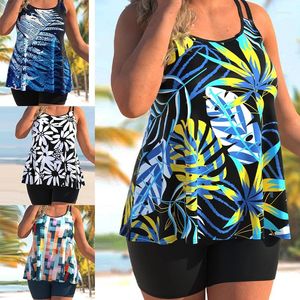 Swimwear féminin Femmes Sexy Plus taille Two Piece Floral Print Swimsuit With Jirt Lady Outdoor Sport Suite de natation Bachwear