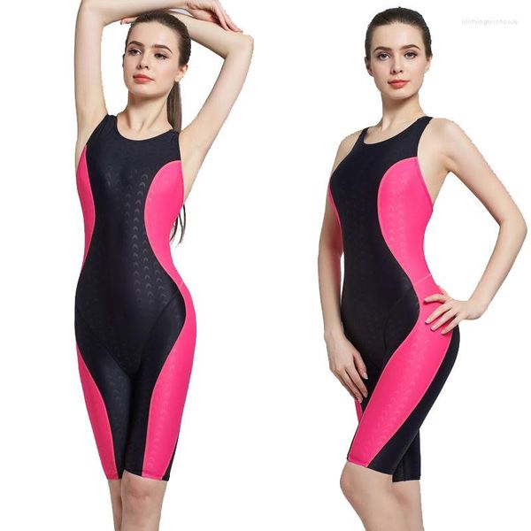 Maillot de bain femme maillot de bain une pièce en peau de requin compétition longueur genou résistant au chlore grande taille dos nu piscine athlétique