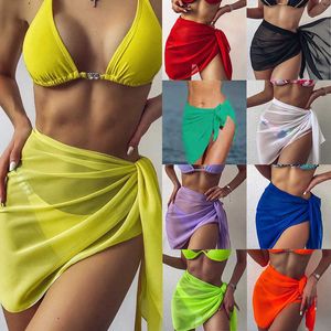 Maillots de bain pour femmes Femmes Courtes En Mousseline De Soie Coverups Plage Bikini Wrap Transparent Écharpe Kaftan Sarong Maillot De Bain Robe Y230311